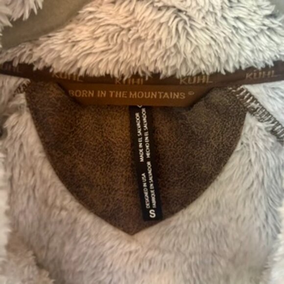 Kuhl Flight Jacket Size S )atmeal Plush Fleece Fold Away Hood Sherpa - Picture 5 of 6